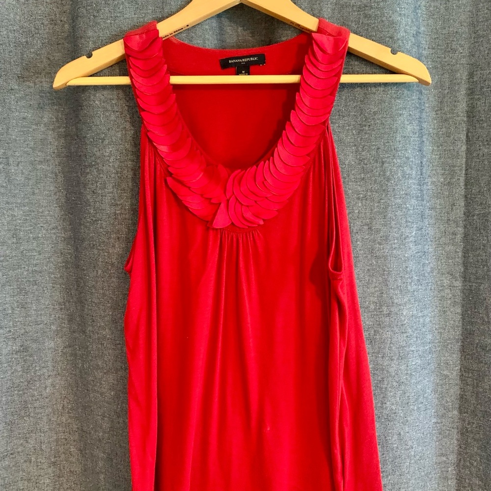 Cotton tank with beautiful layered silk neckline